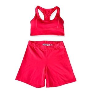 Saski Pink Sports Bra & Shorts Workout Set